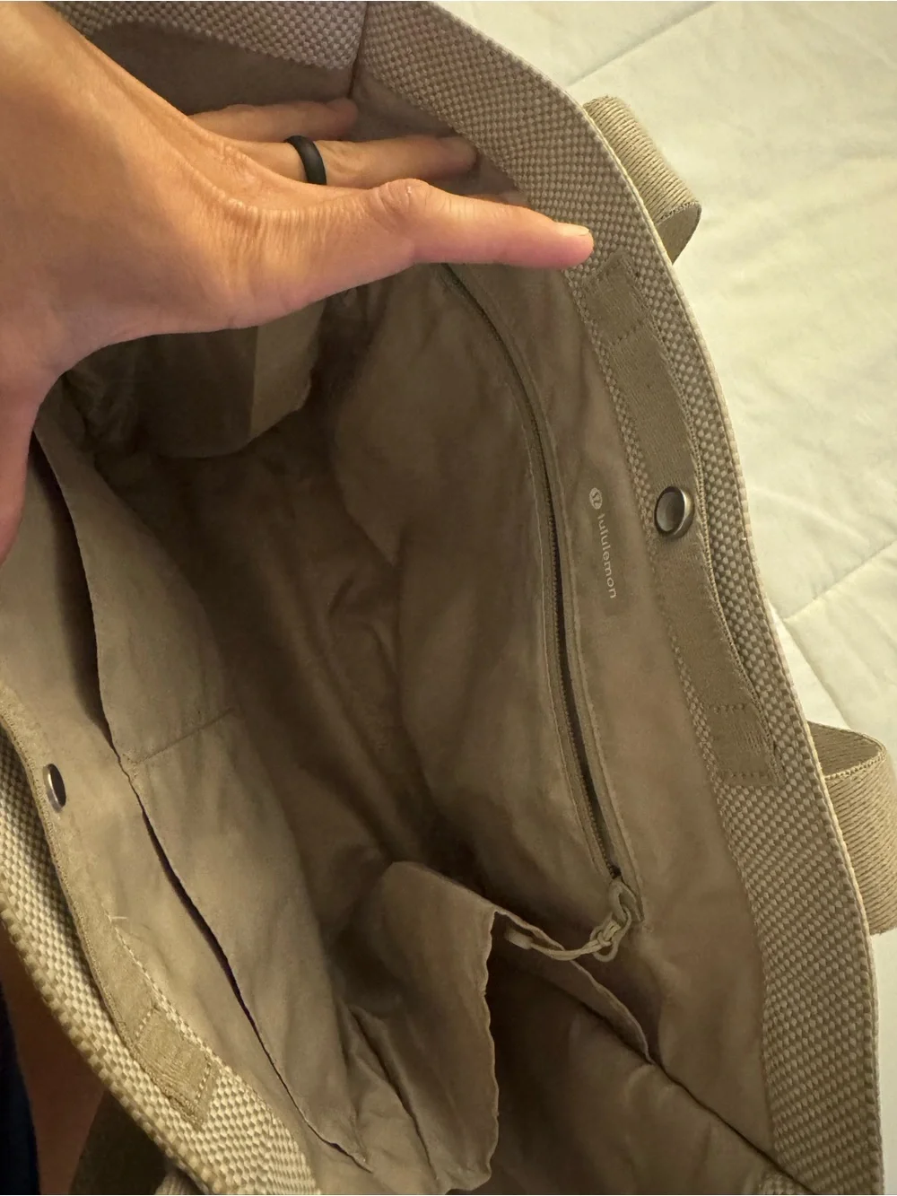 lululemon athletica Beige Canvas Duffel Tote